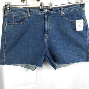 NWT Signature Levi Strauss Womens 24 Blue Heritage High-Rise Fray Hem Shorts